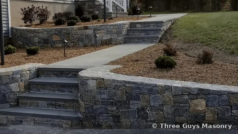 Bluestone steps and landing built by Three Guys Masonry